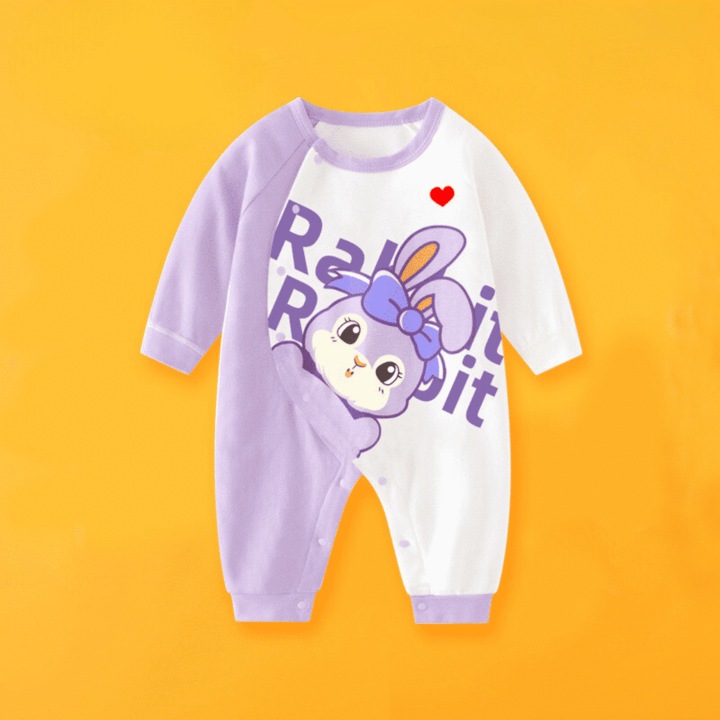 Salopeta mov, model cu iepuras, pentru fetite