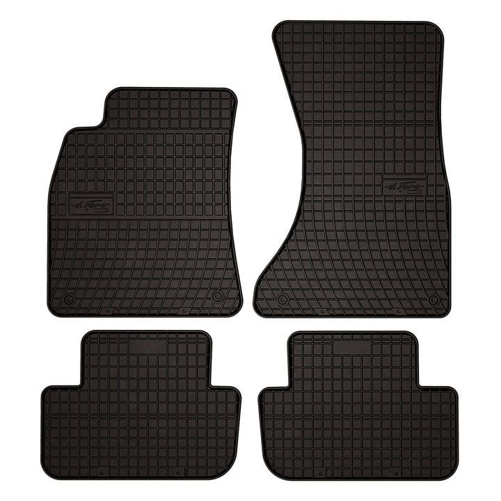 Set cauciuc covorase auto, 4 bucati, presuri auto, pentru: Audi A4 B8 (2007-2015) sedan, break, avant, allroad negru, SolidPRO