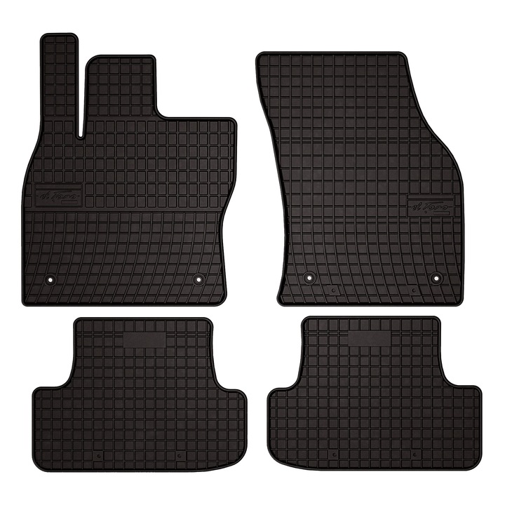 Set cauciuc covorase auto, 4 bucati, presuri auto, pentru: Audi Q2 (2016-) crossover negru, SolidPRO