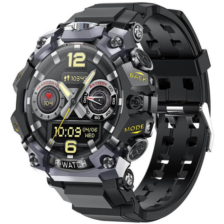 Smartwath idealSTORE ManPower, със SIM, Wifi, GPS навигация, Видео разговор, Двойна камера 2-8 Mp, Facebook, TikTok, Youtube приложения, IP68 Водоустойчивост, 1150 mAh батерия, Спортни режими, Пулс, Голям AMOLED екран 1.5", Android 8.1 система, Черен цвят