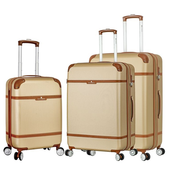 Комплект куфари Snowball SW52303, ABS, Разтегателен, TSA код, с 4 колела, 3 броя, Златист