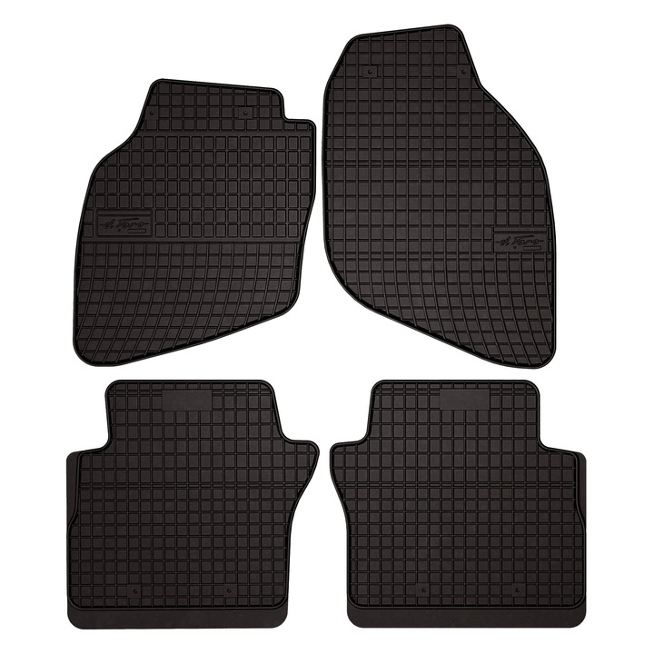 Set cauciuc covorase auto, 4 bucati, presuri auto, pentru: Honda City IV (2002-2008) sedan negru, SolidPRO