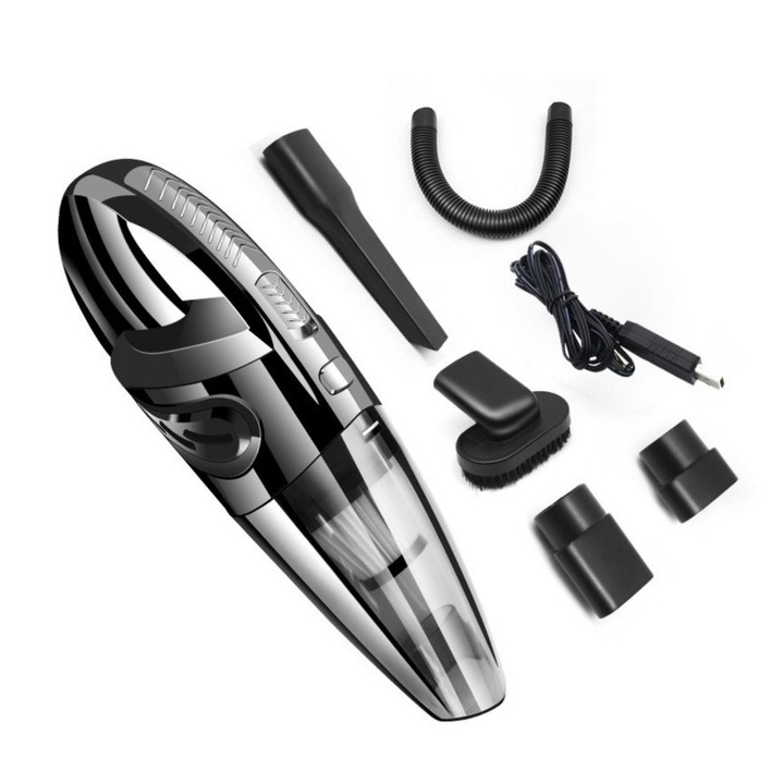 Aspirator portabil multifunctional INOVA®, uz casnic/auto, putere 120W, Grad vacuum 3000 kPa, aspirare umeda/uscata, incarcare USB, Baterie 2200mAh, Indicator LED, Filtru HEPA lavabil, 31.000 rpm