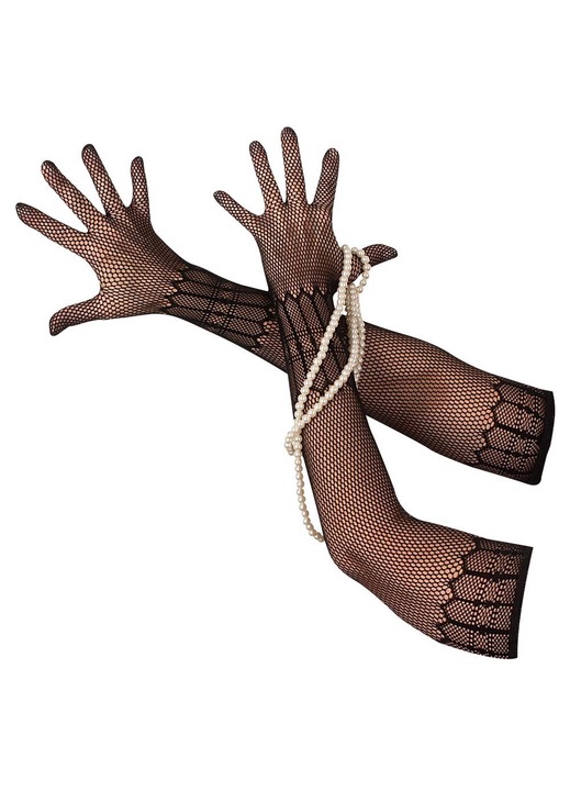 Cottelli Accessories szexi női hosszú kesztyű, poliamid/elasztán, fekete, S/L INTL