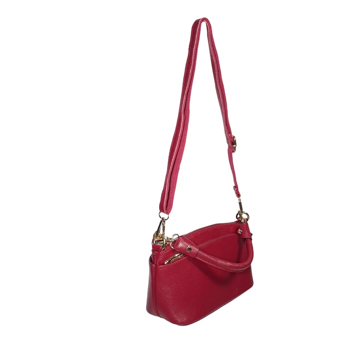 Geanta dama, din piele naturala, rosu visiniu, 23 x 14 x 10