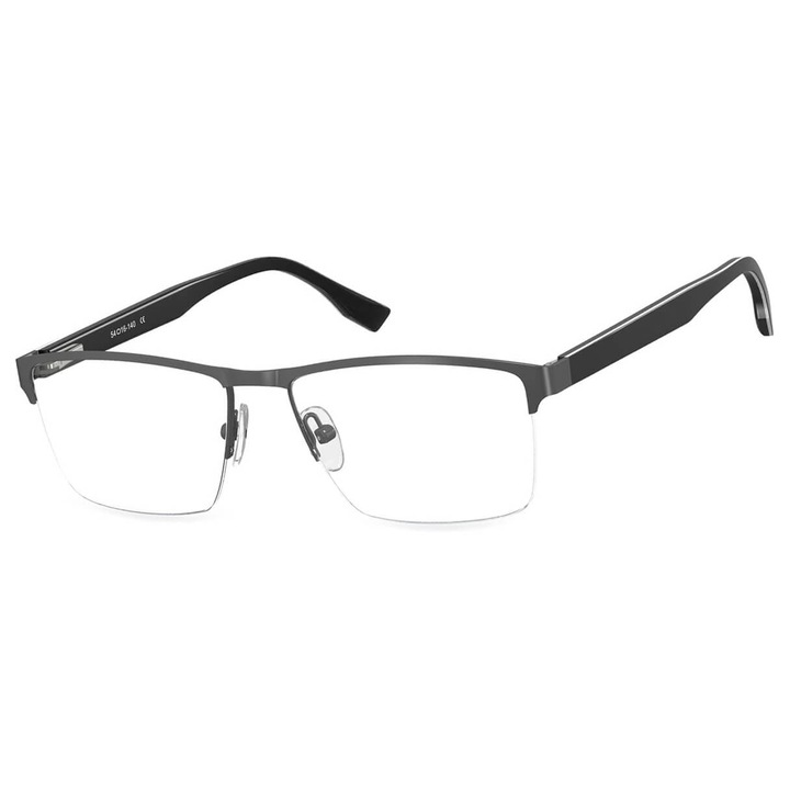 Rama ochelari, Sunoptic, Metal / Polimer, Set cu etui, 12.8x3.9cm, Grafit