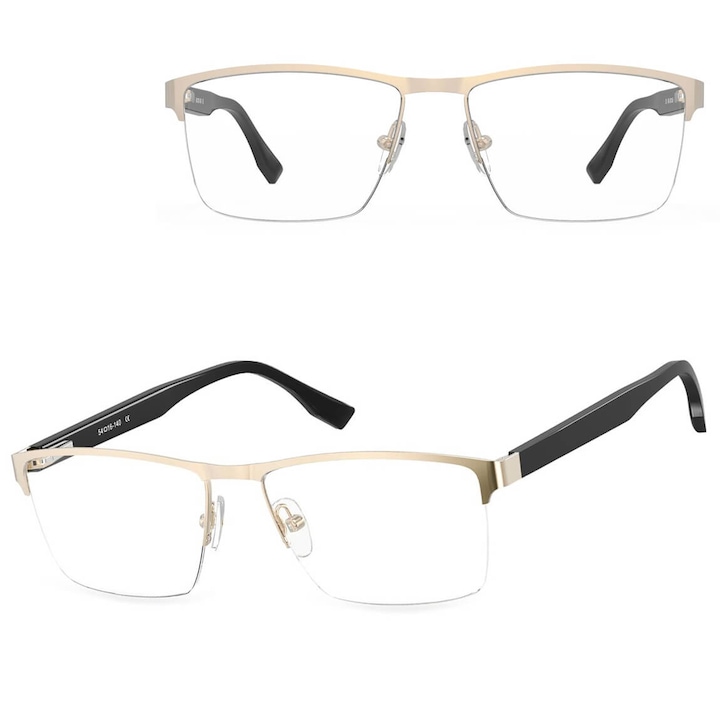 Rame ochelari Sunoptic 877E, aurii-negre, dimensiuni 12.8x3.9cm, set cu etui