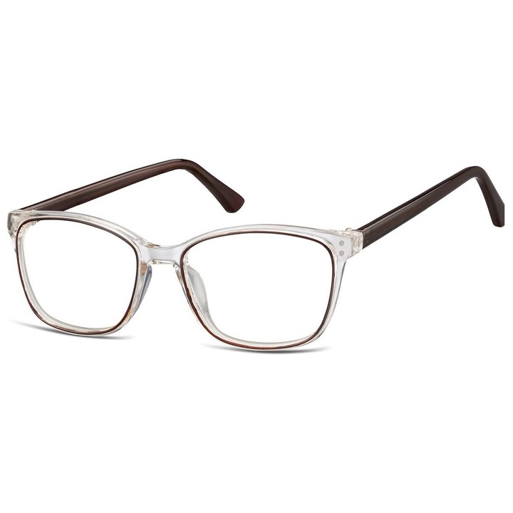 Ochelari de vedere dama, Sunoptic, model TR-99B, fara culoare si cu accente maronii, dimensiuni 12.8x4.3cm