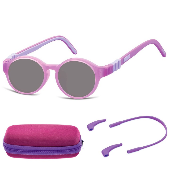 Ochelari de soare copii, Sunoptic, model SK7, violet + alb, dimensiuni 10.9x4.0cm