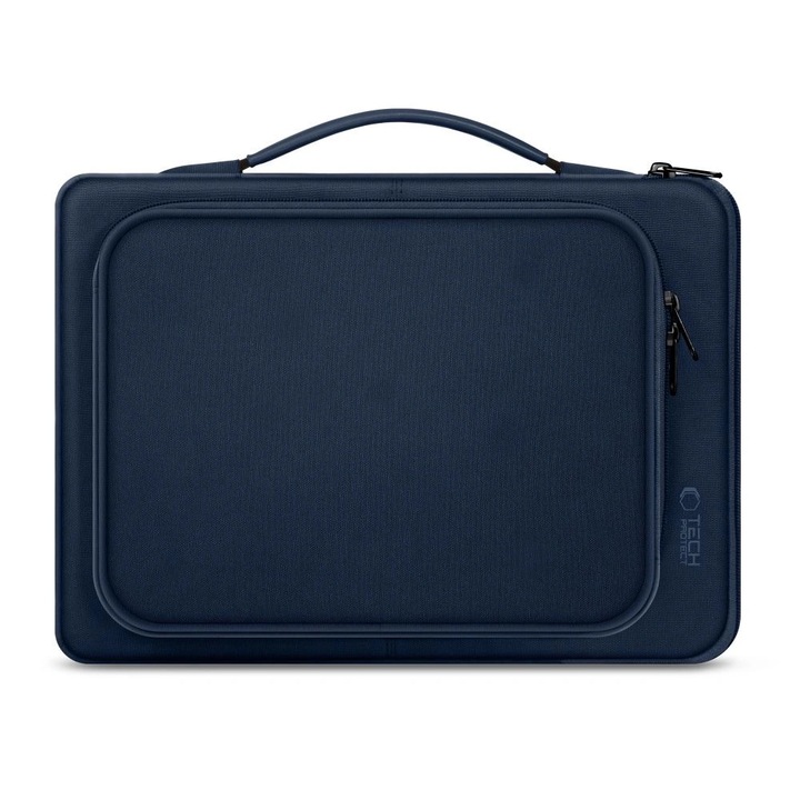 Geanta laptop Tech-Protect Basic Bag, 13-14 inci, albastru inchis, dimensiuni 350x255x45mm