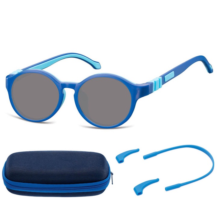 Ochelari de soare copii, Sunoptic, model SK8A, rotunzi, UV 400, albastru-gri