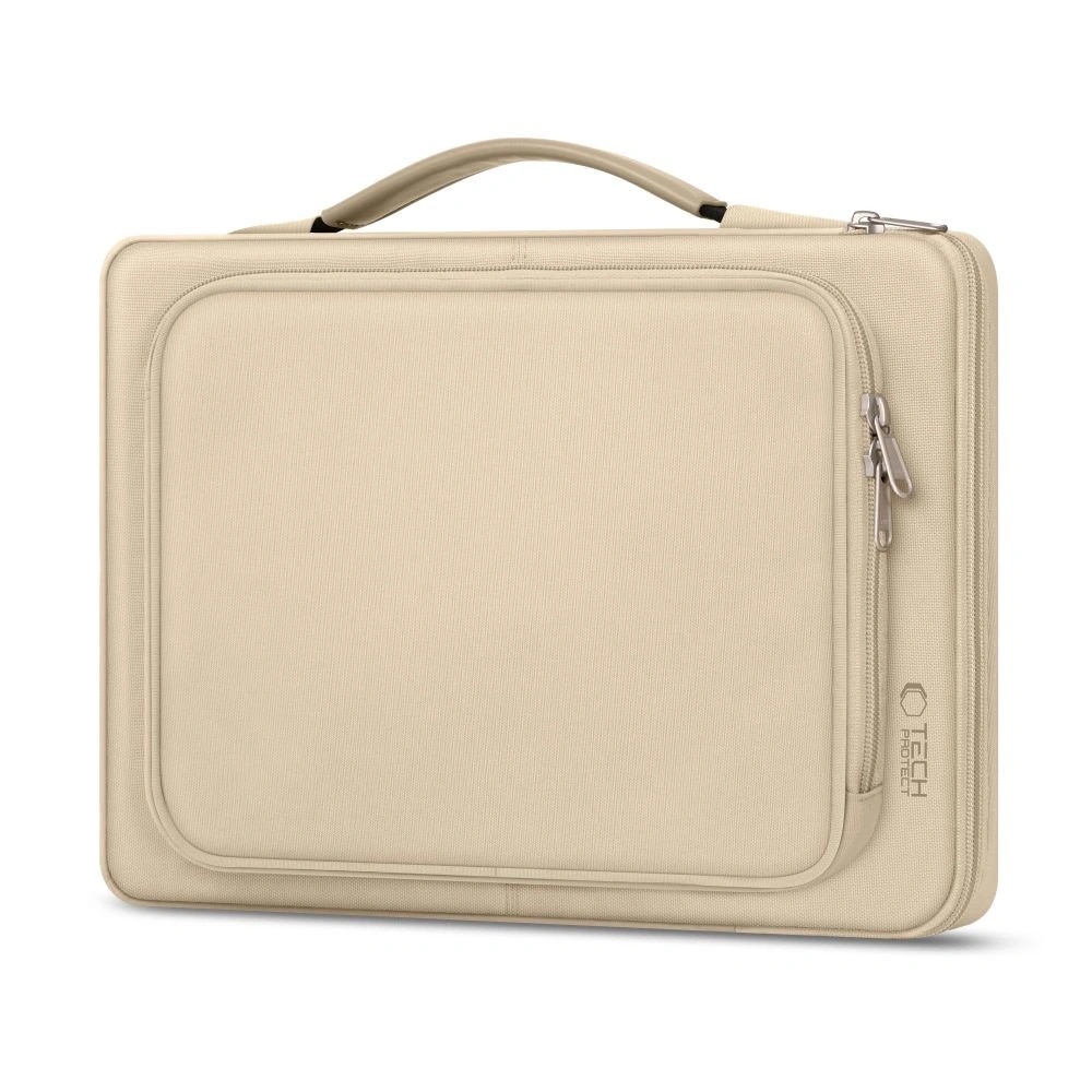 Geanta laptop Tech-Protect Basic Bag, 15-16 inci, bej de desert, dimensiuni 410x280x40mm