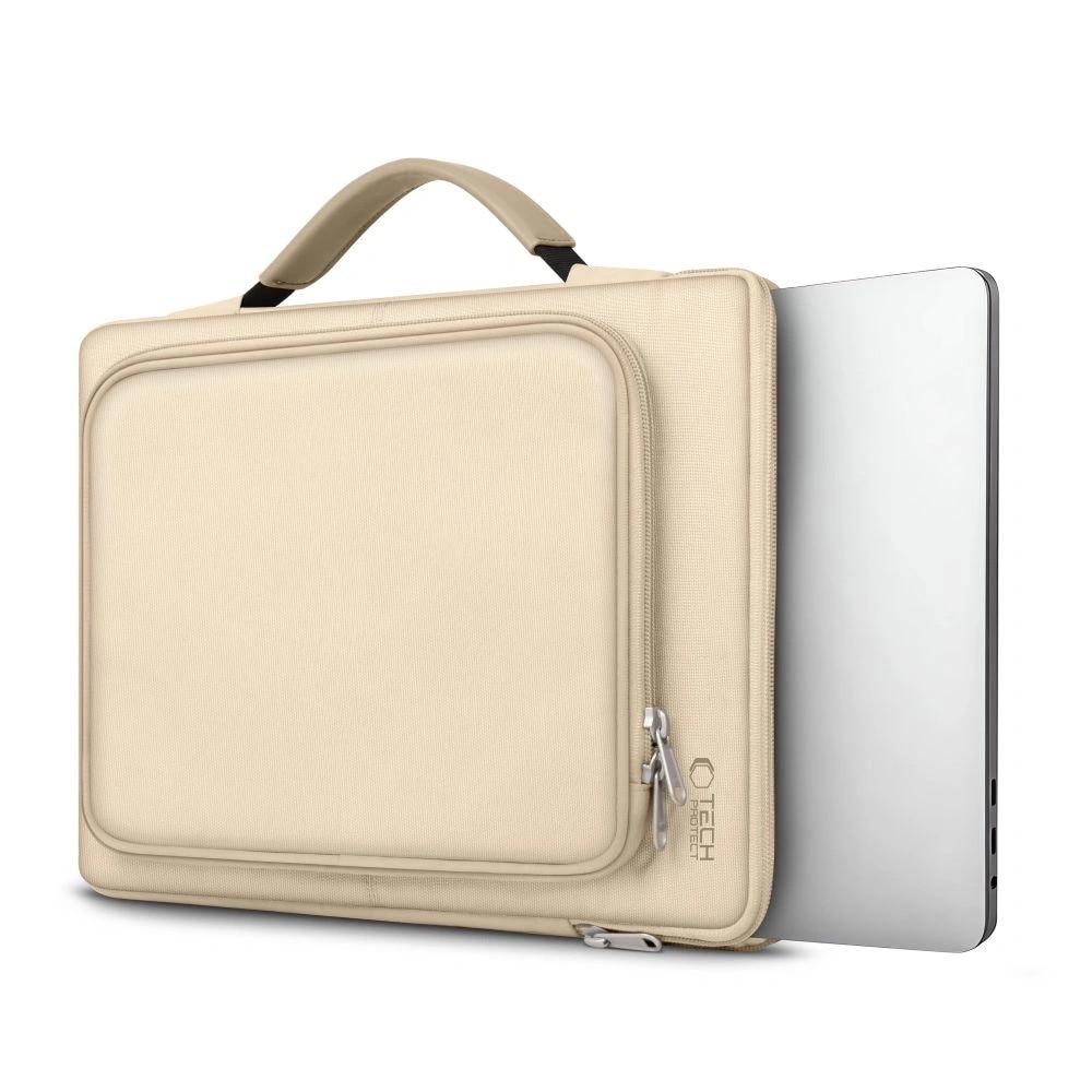 Geanta laptop Tech-Protect Basic Bag, 15-16 inci, bej de desert, dimensiuni 410x280x40mm
