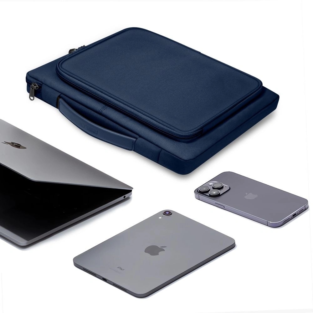 Geanta laptop Tech-Protect Basic Bag, 15-16 inci, albastru marin, dimensiuni 410x280x40mm, set 1 husa