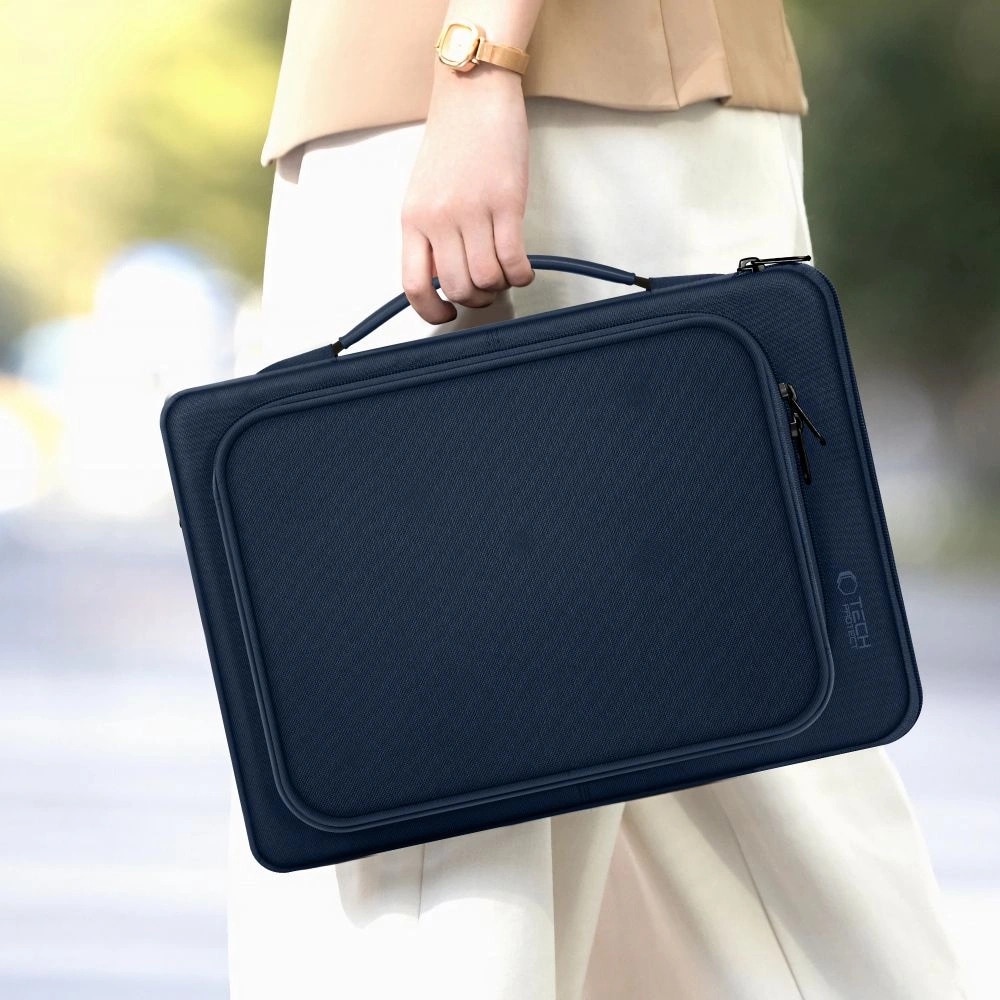Geanta laptop Tech-Protect Basic Bag, 15-16 inci, albastru marin, dimensiuni 410x280x40mm, set 1 husa