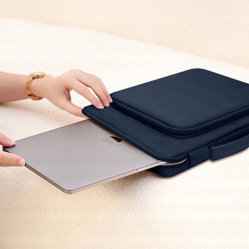 Geanta laptop Tech-Protect Basic Bag, 15-16 inci, albastru marin, dimensiuni 410x280x40mm, set 1 husa