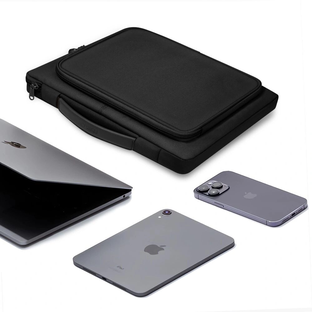 Geanta laptop Tech-Protect Basic Bag, 13-14 inci, neagra, dimensiuni 350x255x45mm