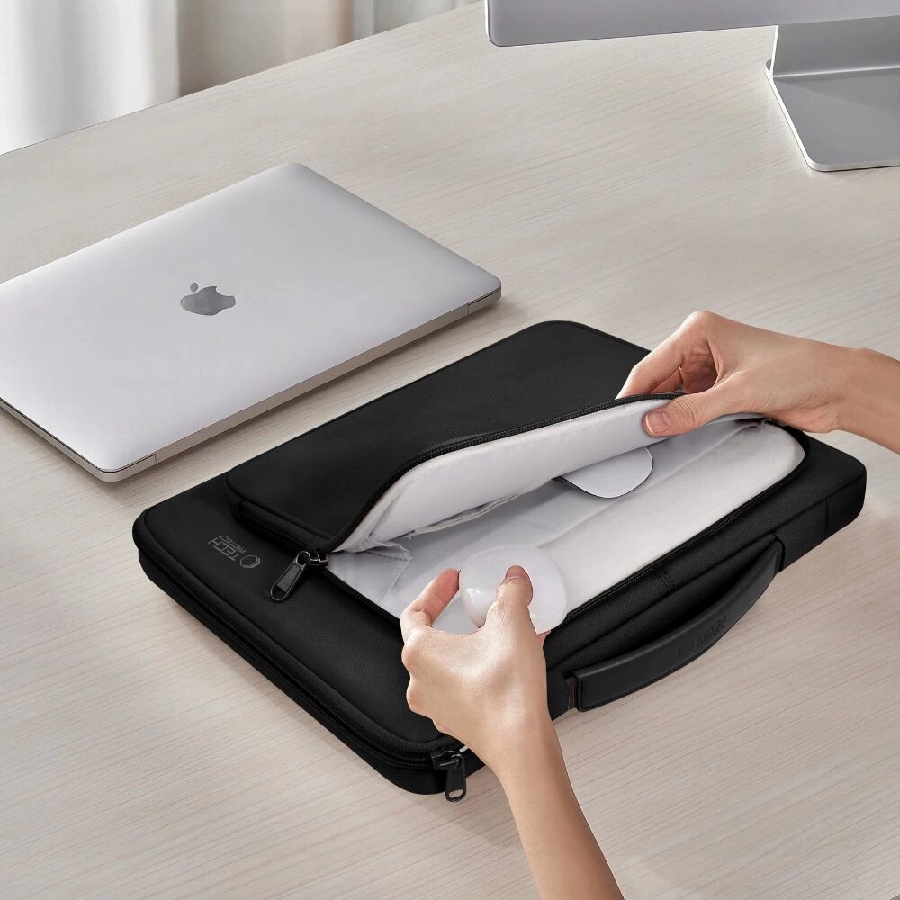 Geanta laptop Tech-Protect Basic Bag, 13-14 inci, neagra, dimensiuni 350x255x45mm