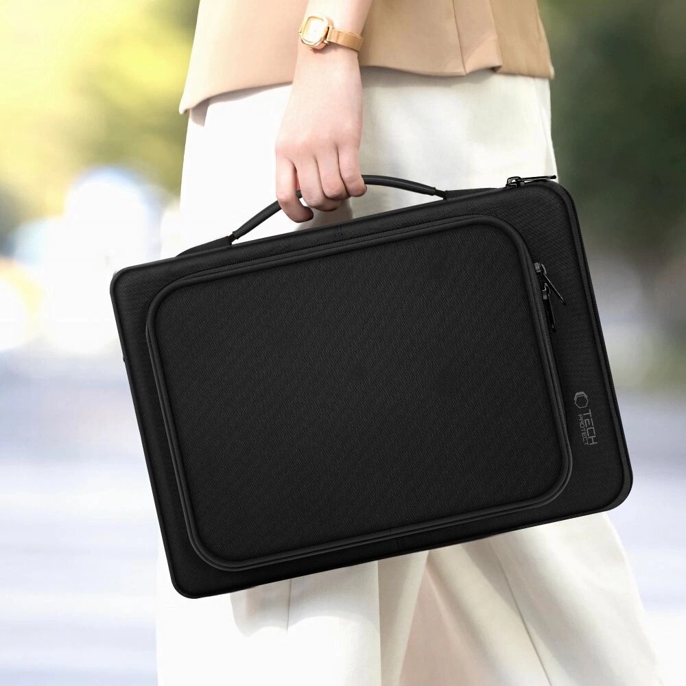 Geanta laptop Tech-Protect Basic Bag, 13-14 inci, neagra, dimensiuni 350x255x45mm