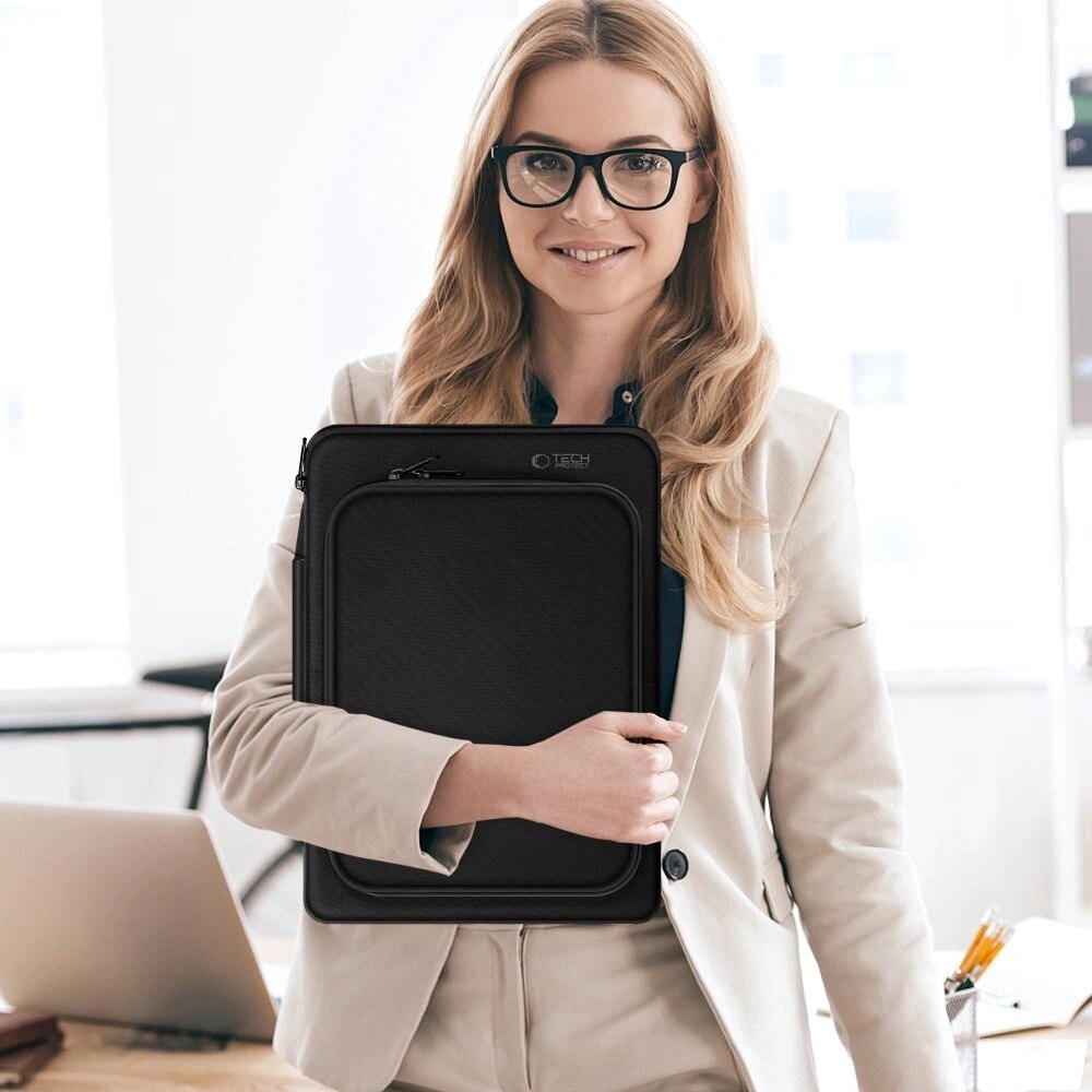 Geanta laptop Tech-Protect Basic Bag, 13-14 inci, neagra, dimensiuni 350x255x45mm