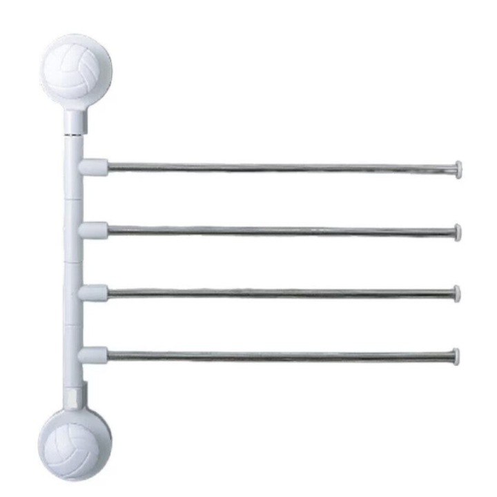 Suport cu Ventuze Hozro, pentru 4 Prosoape, Montaj Rapid si Usor pe Perete, Fara Necesitatea Gaurilor, Ideal pentru Baie