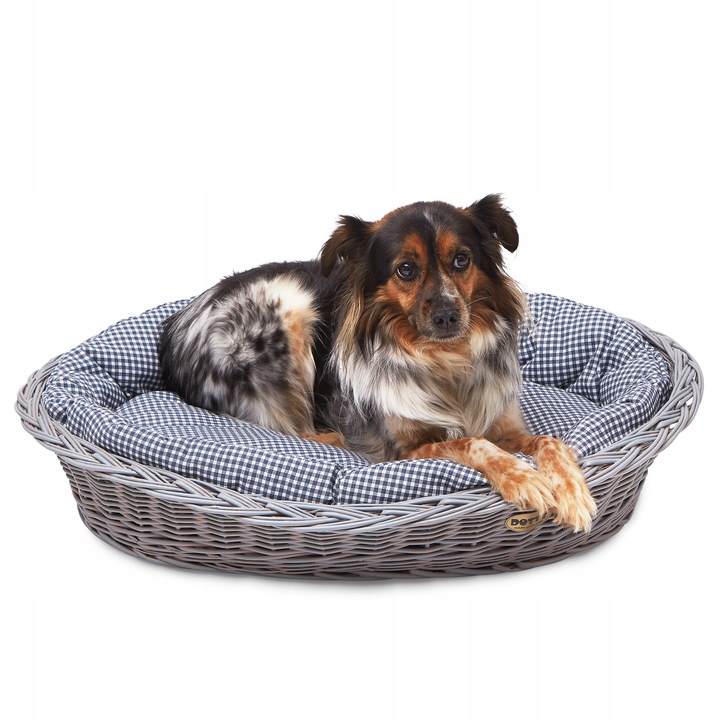 Легло за кучета и котки, DOTTY, сив ратанов кош, размери 60x44см