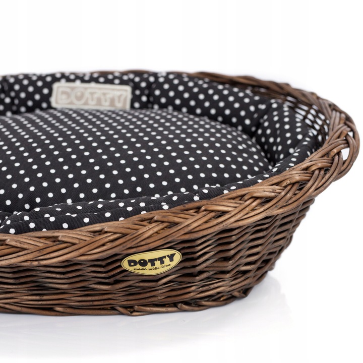 Macska- vagy kutyaágy, DOTTY, fonott kosár, 61x44cm, barna színű