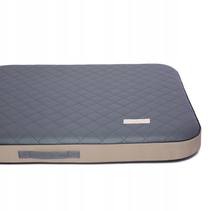 Ortopéd matrac kutyáknak, DOTTY, eco-bőr, vízálló, 90 x 60 cm, szürke/bézs