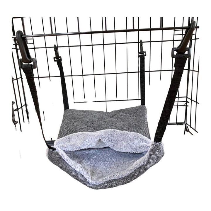 Хамак за морски свинчета, платно, 34x29 см, сив