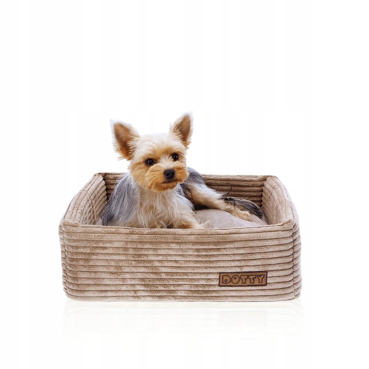 Легло за куче или котка CUBE, DOTTY, качествен материал, 42x42см, модел капучино бежови струкове