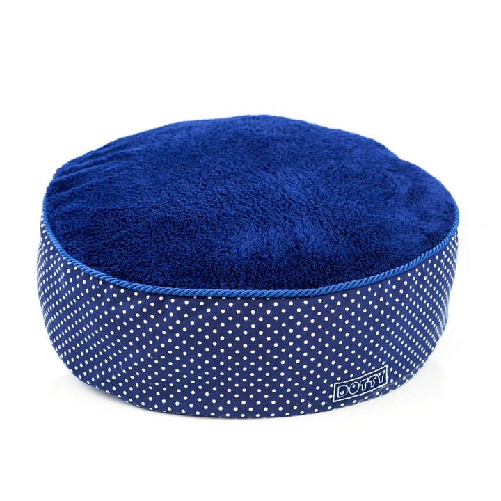 Легло за котка или куче, DOTTY, кръгъл пуф, гранат на бели точки, 50x23см