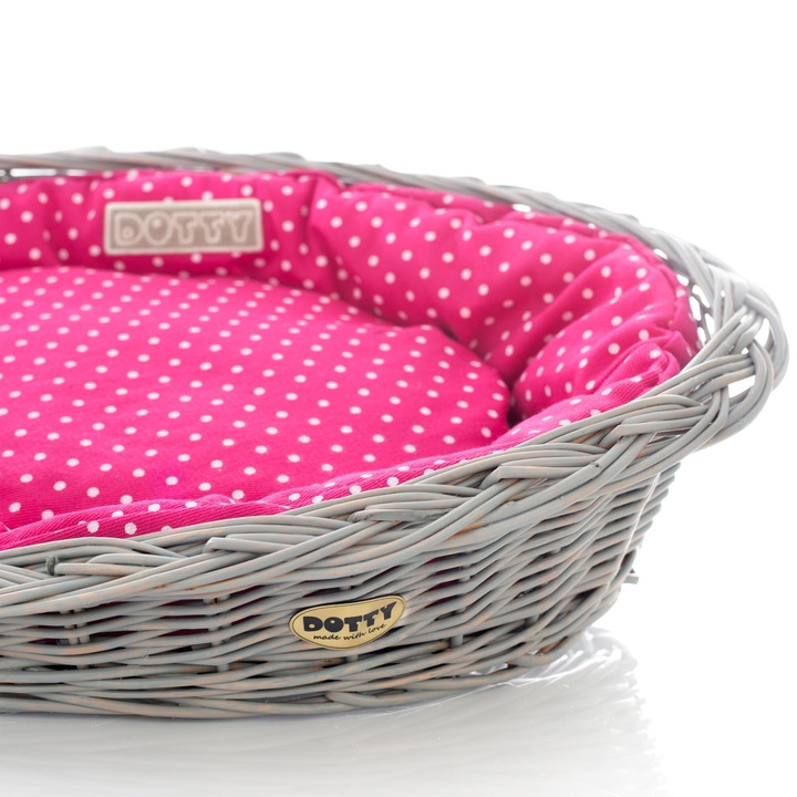 Culcus pentru pisica sau caine, DOTTY, gri, 65x47cm, set cu perna detasabila