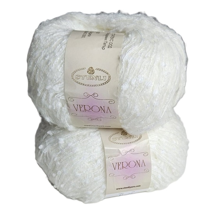 Set 2 buc fir textil Stenli Verona, 100g/200m, alb crem - cod 1