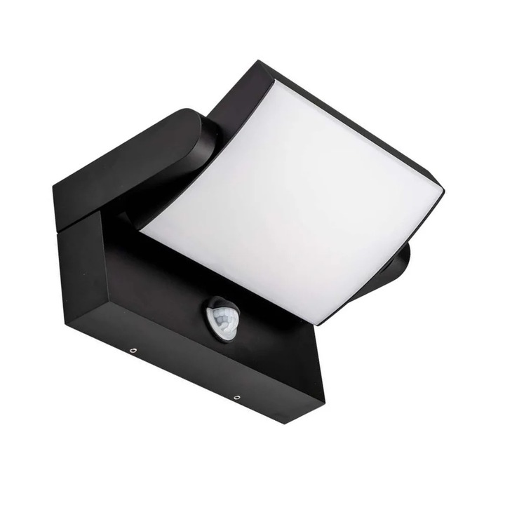 Lampa de perete LED pentru exterior cu senzor de miscare, V-TAC, negru, 17W, IP65, 10x21x16.4cm
