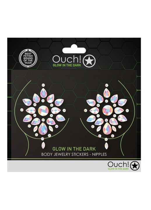Sötétben világító mellbimbó matrica, Ouch! by Shots, fényes