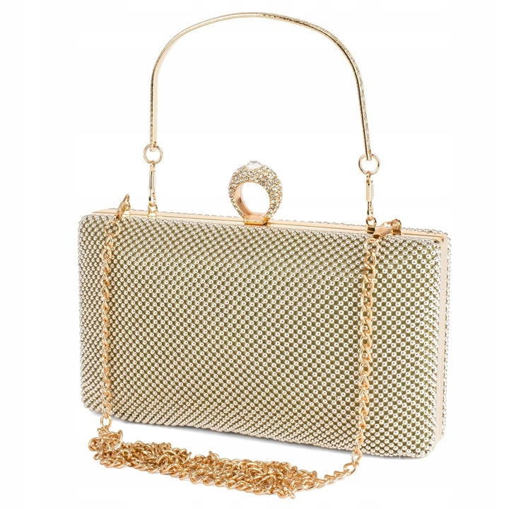 Geanta de seara, MB Classic Bag, aurie, 19x11x4cm, cu lant de 120cm