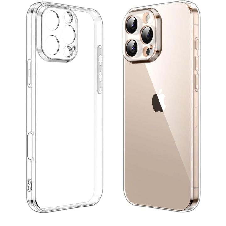 Защитен калъф, съвместим с Apple iPhone 16 Pro, TPU, удароустойчив, удароустойчив, защита на камерата, прозрачен