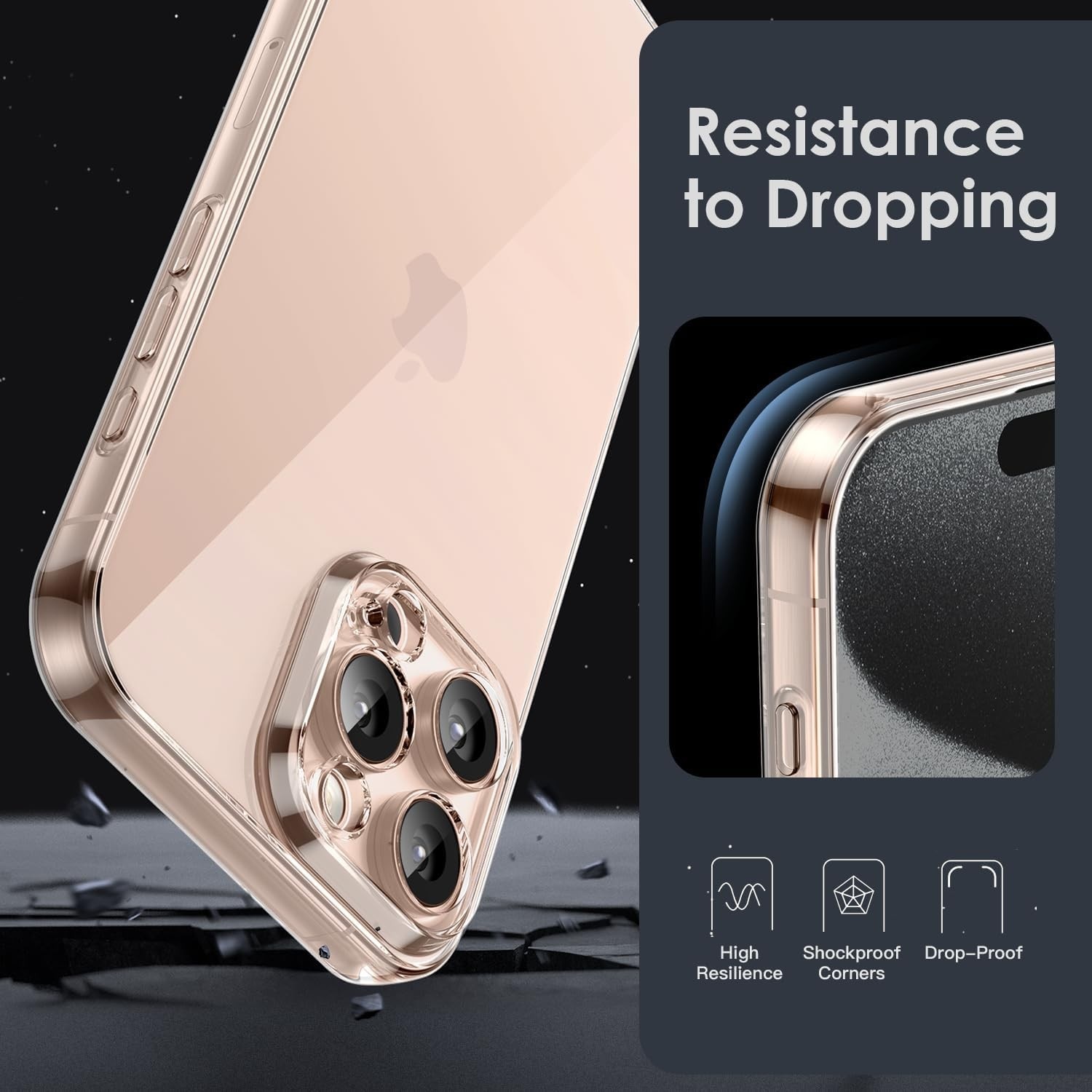 Husa de Protectie, Flippy, pentru Apple iPhone 16 Pro Max, TPU, Antisoc, Rezistenta la Impact, Protectie Camera, Transparenta
