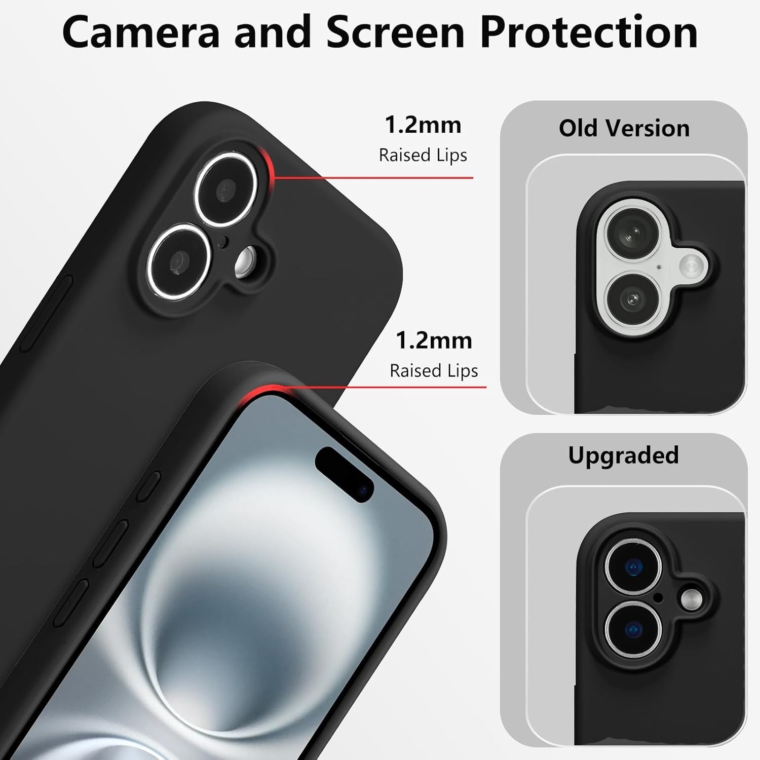 Husa de Protectie, Flippy, pentru iPhone 16 Plus, Liquid Silicone, cu Microfibra pe Interior, Protectie Antisoc, Compatibil Incarcare Wireless, Negru