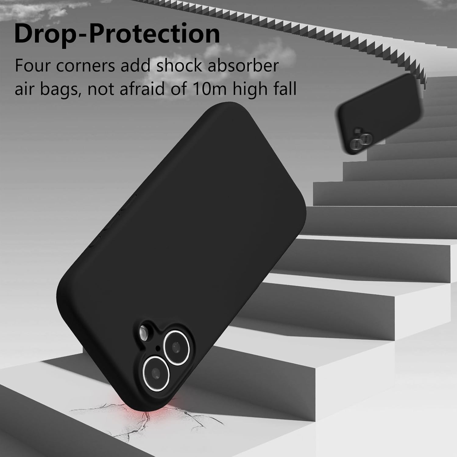 Husa de Protectie, Flippy, pentru iPhone 16 Plus, Liquid Silicone, cu Microfibra pe Interior, Protectie Antisoc, Compatibil Incarcare Wireless, Negru