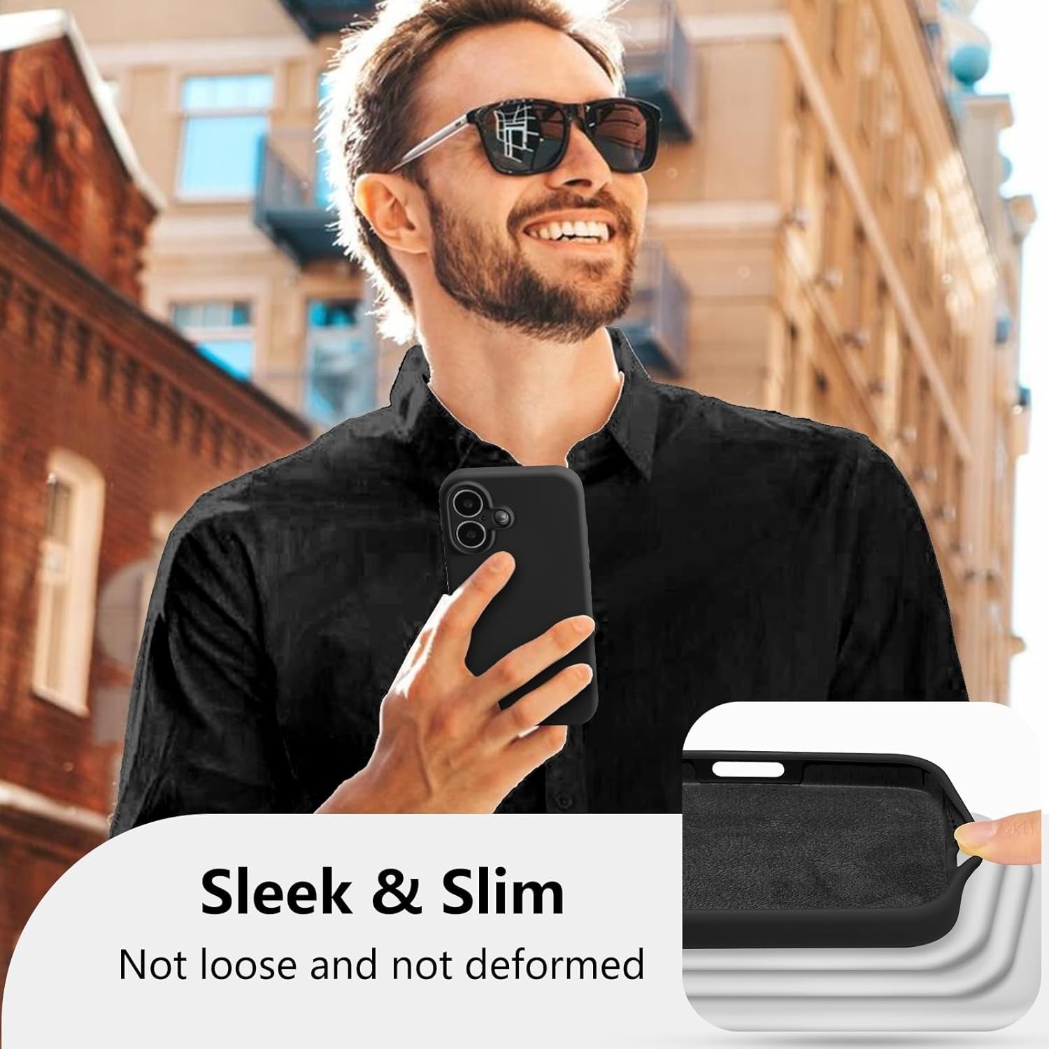Husa de Protectie, Flippy, pentru iPhone 16 Plus, Liquid Silicone, cu Microfibra pe Interior, Protectie Antisoc, Compatibil Incarcare Wireless, Negru
