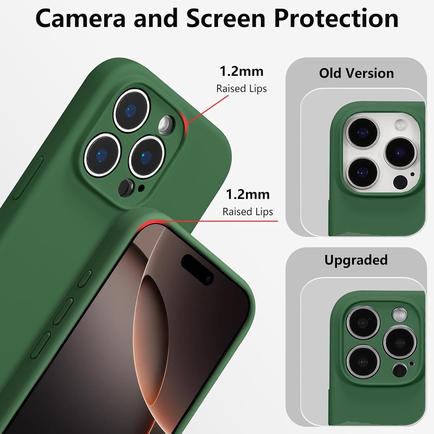 Husa de Protectie, Flippy, pentru iPhone 16 Pro, Liquid Silicone, cu Microfibra pe Interior, Protectie Antisoc, Compatibil Incarcare Wireless, Verde
