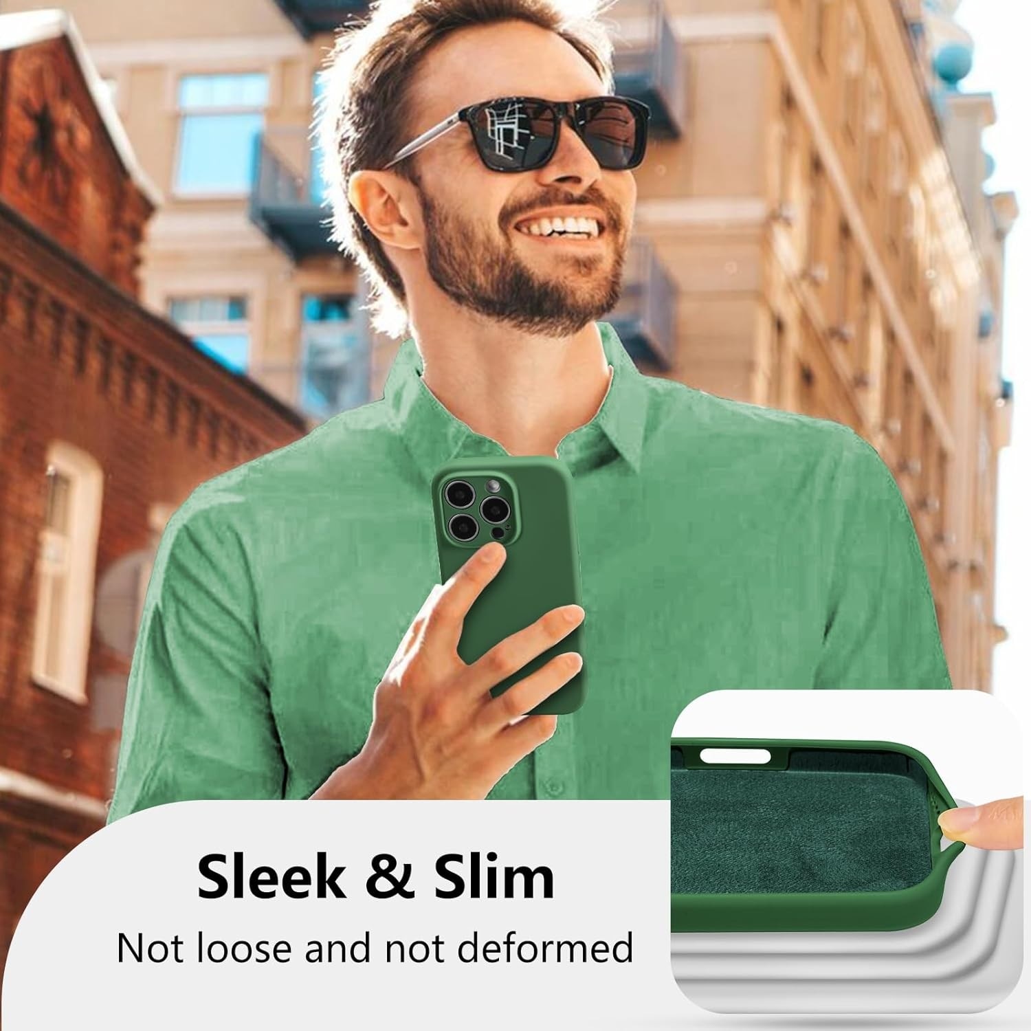 Husa de Protectie, Flippy, pentru iPhone 16 Pro, Liquid Silicone, cu Microfibra pe Interior, Protectie Antisoc, Compatibil Incarcare Wireless, Verde