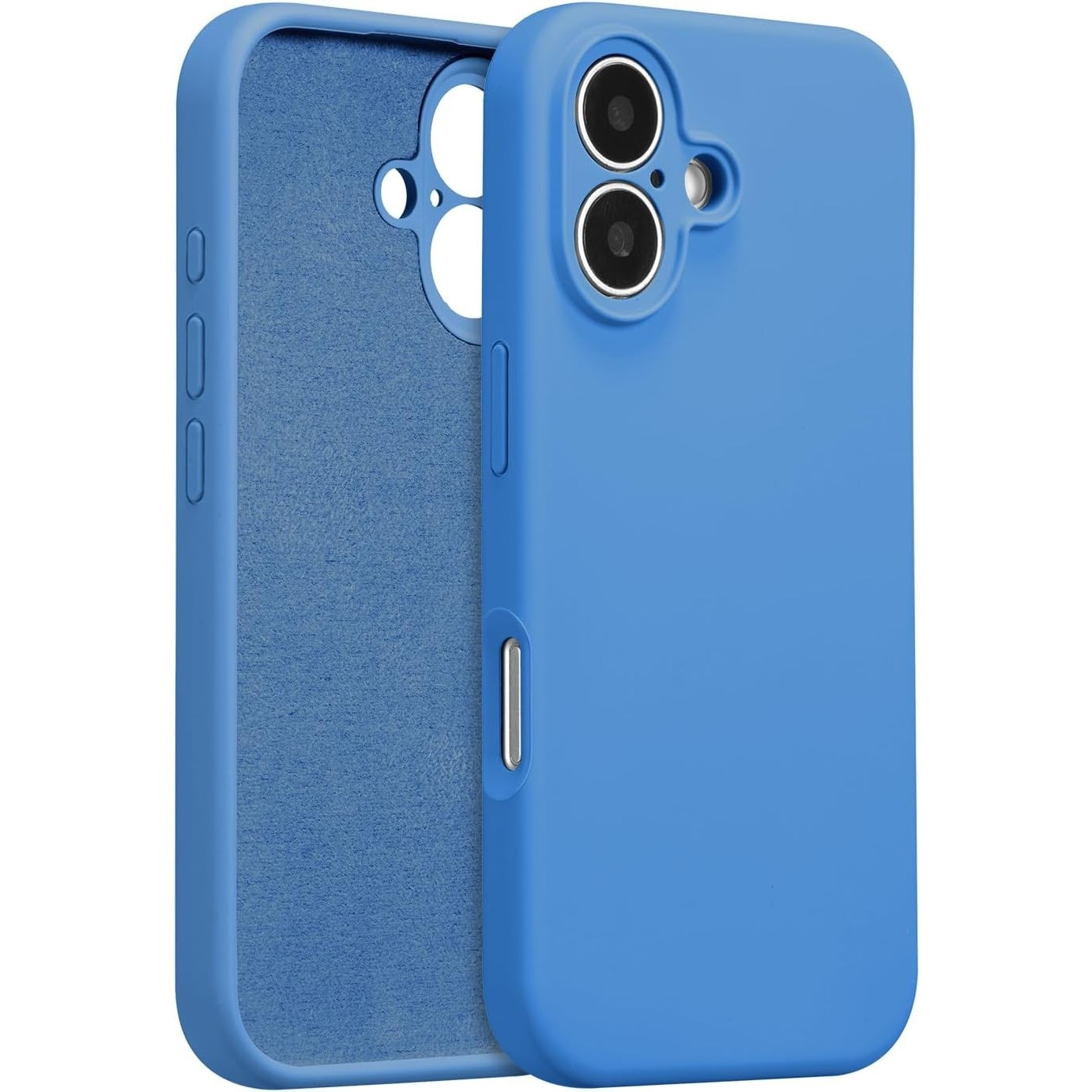 Husa de Protectie, Flippy, pentru iPhone 16, Liquid Silicone, cu Microfibra pe Interior, Protectie Antisoc, Compatibil Incarcare Wireless, Albastru