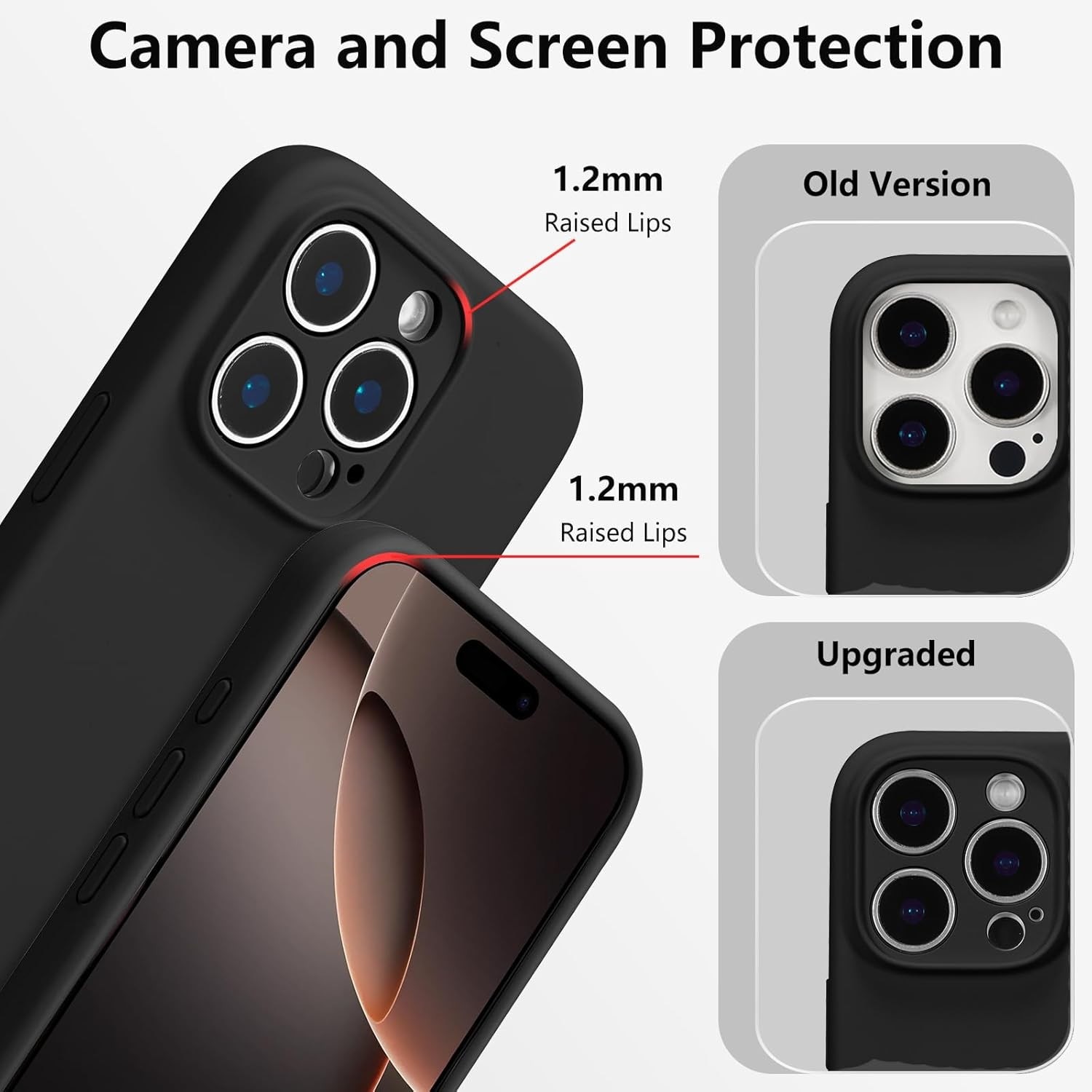 Husa de Protectie, Flippy, pentru iPhone 16 Pro, Liquid Silicone, cu Microfibra pe Interior, Protectie Antisoc, Compatibil Incarcare Wireless, Negru