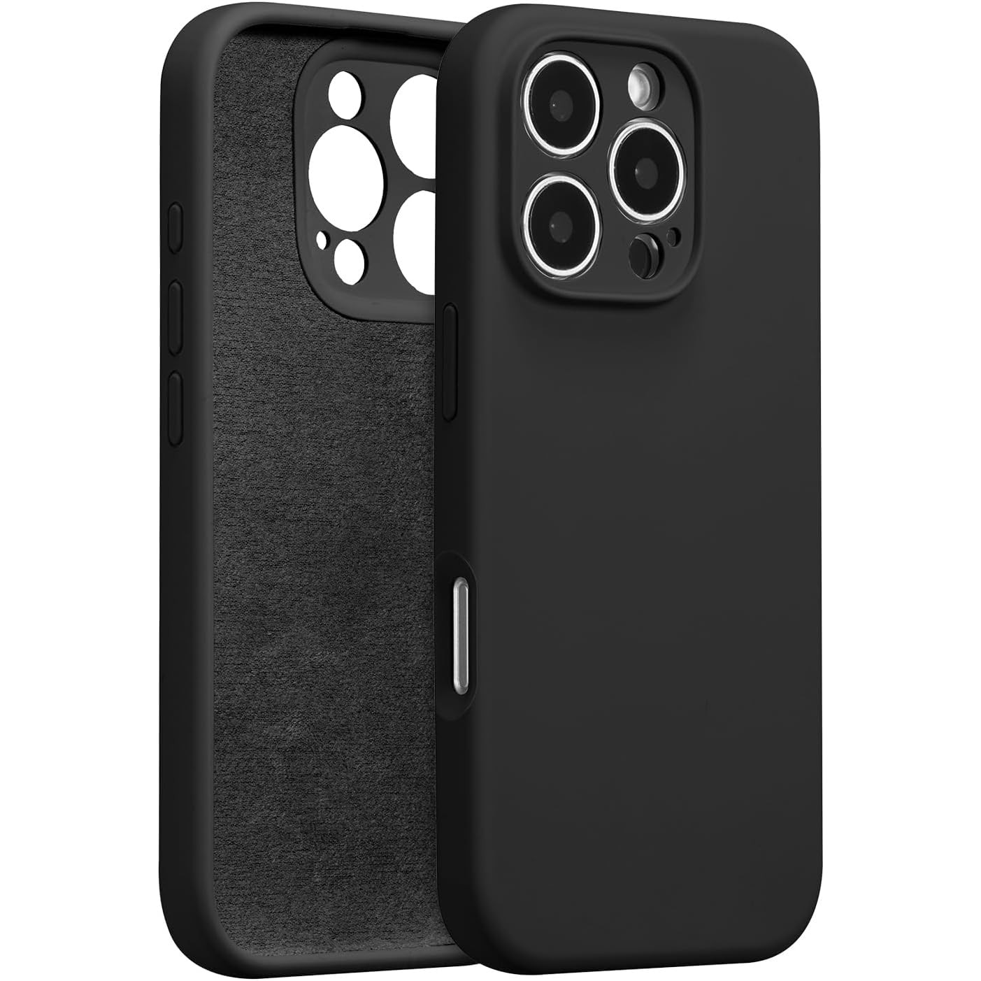Husa de Protectie, Flippy, pentru iPhone 16 Pro, Liquid Silicone, cu Microfibra pe Interior, Protectie Antisoc, Compatibil Incarcare Wireless, Negru