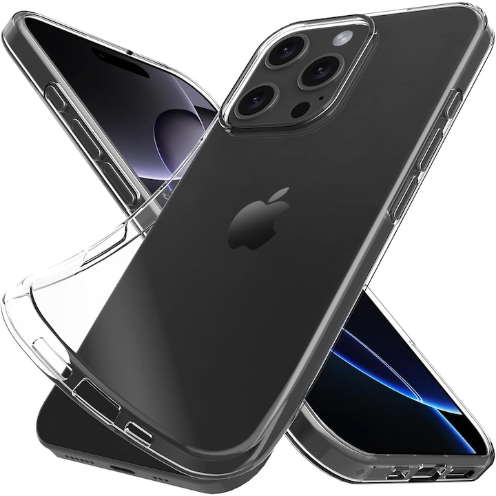 Силиконов защитен калъф, за Apple iPhone 16 Pro, компютър, удароустойчив, удароустойчив, прозрачен