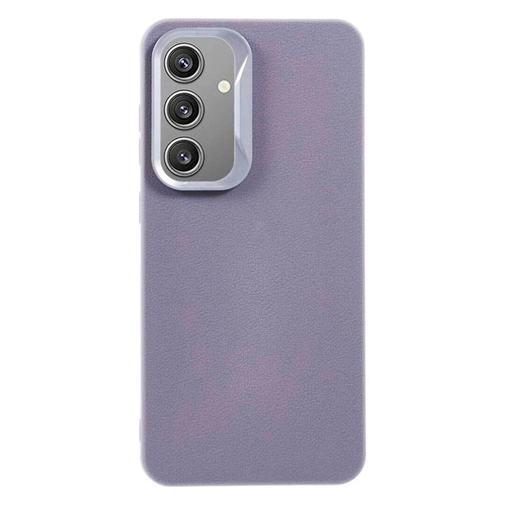 Borough bőr védőtok Samsung Galaxy S25+ / S25 Plus készülékhez, OPTIM MEGOLDÁS, fém kamerakeret, Eco-bőr tok, vékony prémium dizájn, felső szintű OptimS védelem, diszkrét felületek, szürke