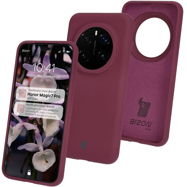 Калъф, Bizon Soft Case, за Honor Magic7 Pro, Тъмно лилаво