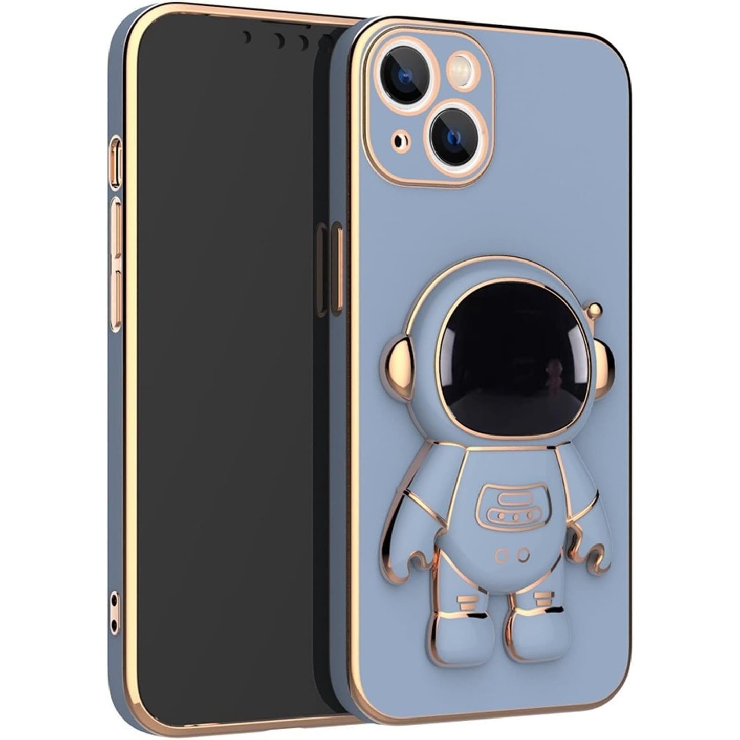 Husa de Protectie TPU 2in1, Flippy, pentru Apple iPhone 14, Astronaut cu Suport, Antisoc, Rezistenta la Impact, Protectie Camera, Albastru